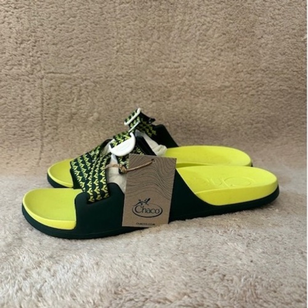 Chaco Black and Neon Green Sandals - Picture 4 of 8